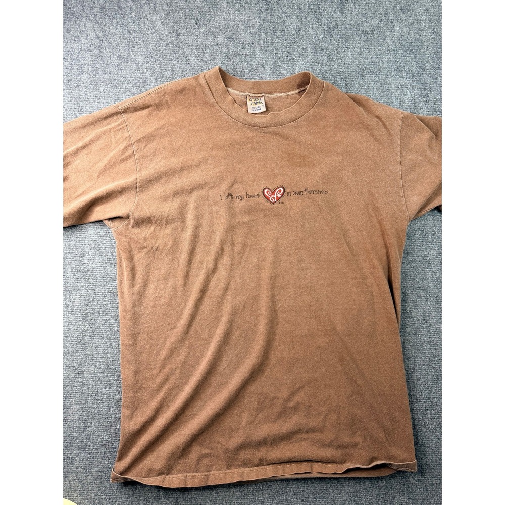 Crazy Shirts Hawaii Mens T-Shirt Large Brown San Francisco Heart Vintage Graphic